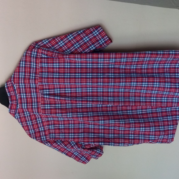 Chaps Shirt Mens 3XL Red White Blue Plaid Pocket Crest Easy Care Button Front - Picture 4 of 7